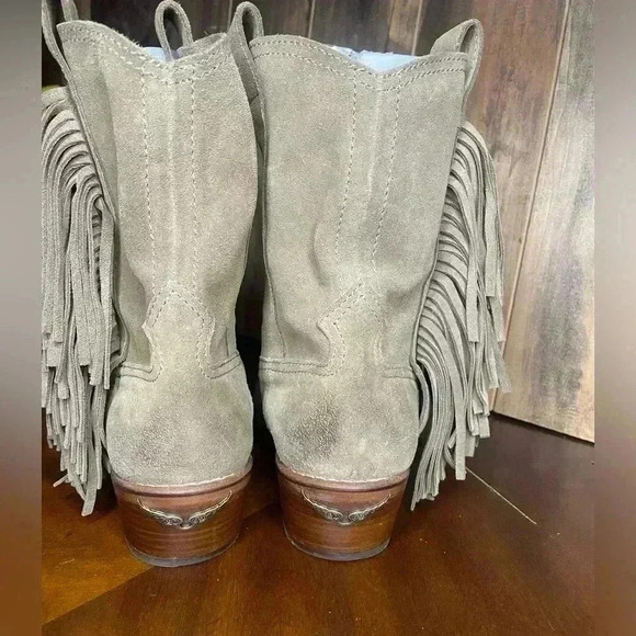 Zadig & Voltaire Tan Ankle Boots with Fringe - Picture 3 of 11